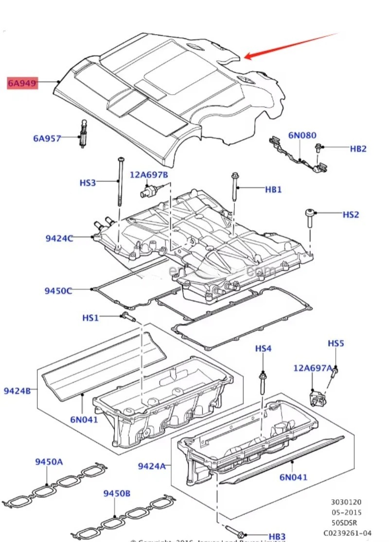 For RANGE ROVER SPORT 2014-2022 RANGE ROVER VOGUE 2013-2022  DISCOVERY 5 2017- Engine LR062494 LR035596 Petrol Top Cover